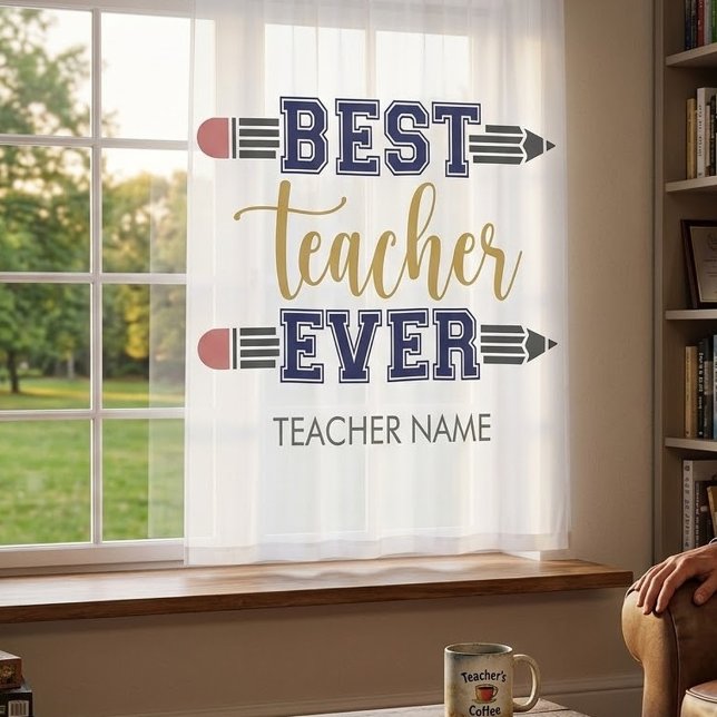Personalized Best Teacher Ever - Customized Gift Sheer Curtains (Creator Uploaded)