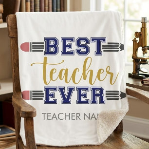 Personalized Best Teacher Ever - Customized Gift Sherpa Blanket