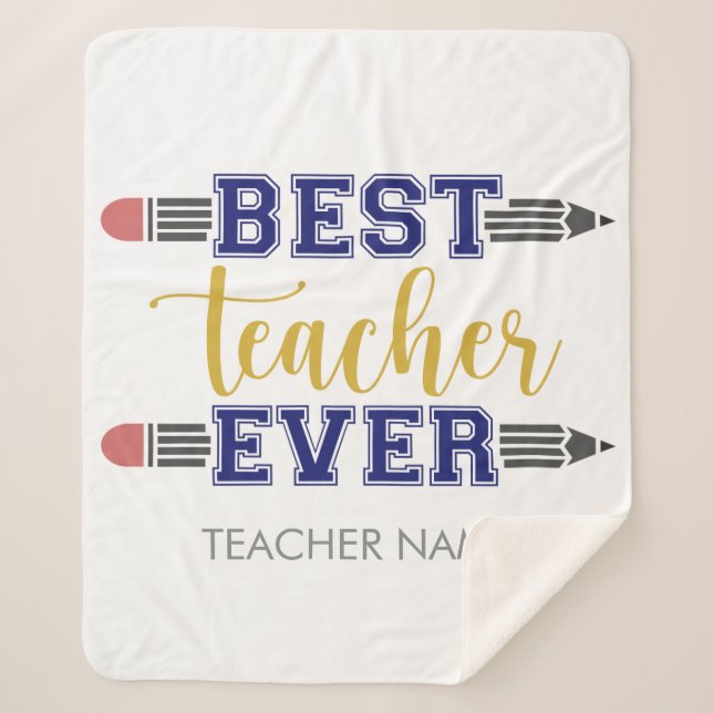 Personalized Best Teacher Ever - Customized Gift Sherpa Blanket (Front)