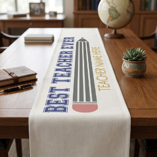Personalized Best Teacher Ever - Customized Gift Short Table Runner