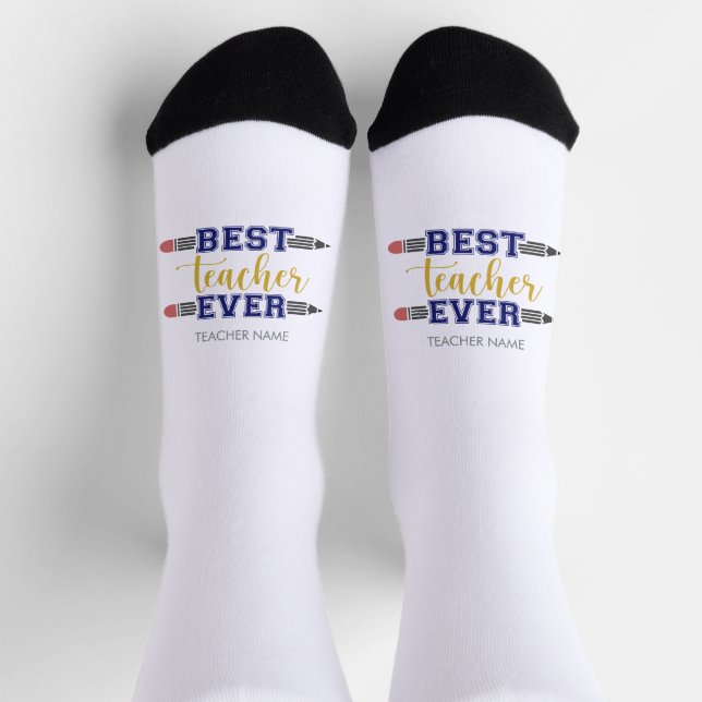 Personalized Best Teacher Ever - Customized Gift Socks (Top)