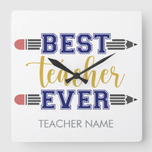 Personalized Best Teacher Ever - Customized Gift Square Wall Clock