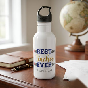 Personalized Best Teacher Ever - Customized Gift Stainless Steel Water Bottle