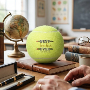 Personalized Best Teacher Ever - Customized Gift Tennis Balls