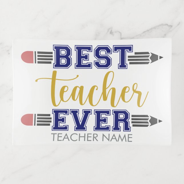 Personalized Best Teacher Ever - Customized Gift Trinket Tray (Front)