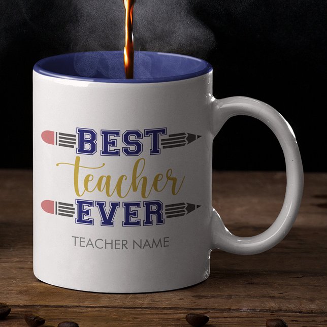 Personalized Best Teacher Ever - Customized Gift Two-Tone Coffee Mug (Creator Uploaded)