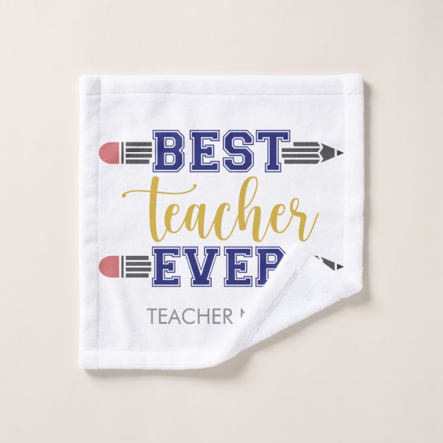 Personalized Best Teacher Ever - Customized Gift Wash Cloth (Wash Cloth)