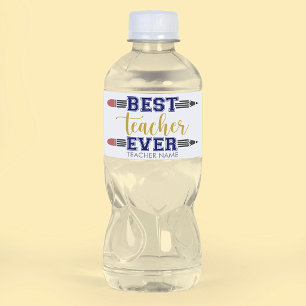 Personalized Best Teacher Ever - Customized Gift Water Bottle Label