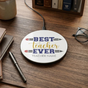 Personalized Best Teacher Ever - Customized Gift Wireless Charger