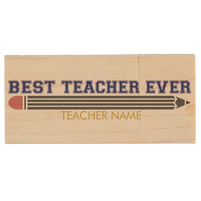 Personalized Best Teacher Ever - Customized Gift Wood Flash Drive (Front)