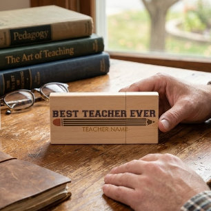 Personalized Best Teacher Ever - Customized Gift Wood Flash Drive