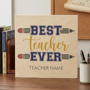 Personalized Best Teacher Ever - Customized Gift Wood Wall Art