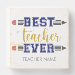 Personalized Best Teacher Ever - Customized Gift Wooden Box Sign