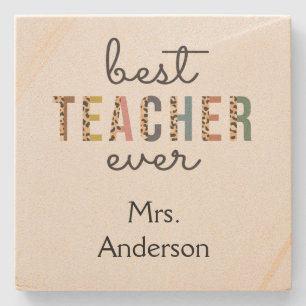 Personalized Best Teacher Ever Gift for Teacher Stone Coaster