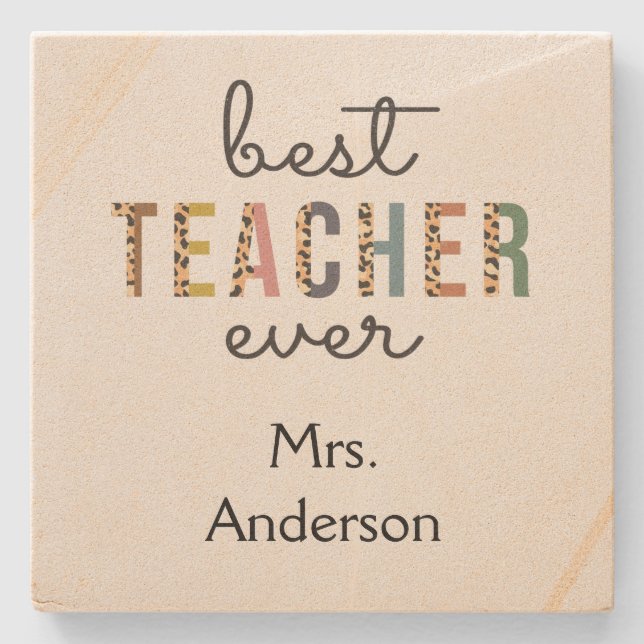 Personalized Best Teacher Ever Gift for Teacher Stone Coaster (Front)