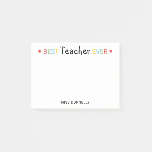 Personalized Best Teacher Ever Post-it Notes (Front)