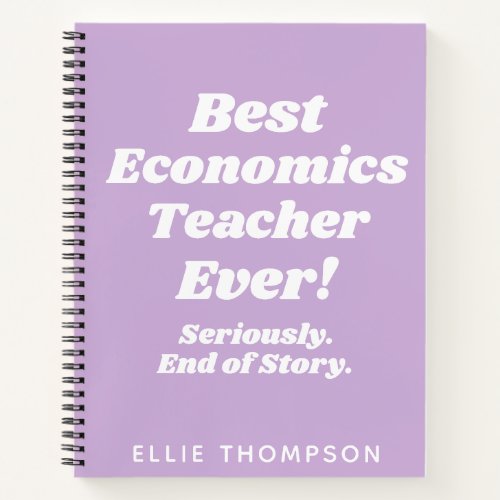 Personalized Best Teacher Ever Typography Lavender Notebook
