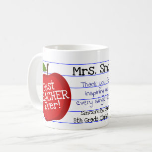 Personalized "Best Teacher Ever" w/ Custom Note Coffee Mug