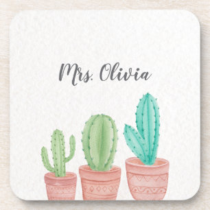 Personalized Best Teacher Gift Beverage Coaster