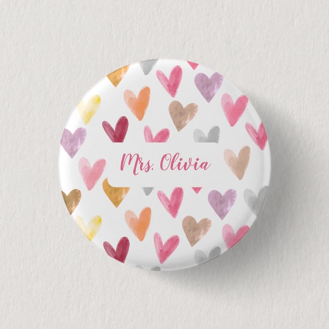 Personalized Best Teacher Gift Button (Front)