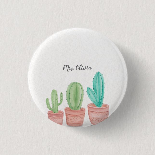 Personalized Best Teacher Gift Button (Front)