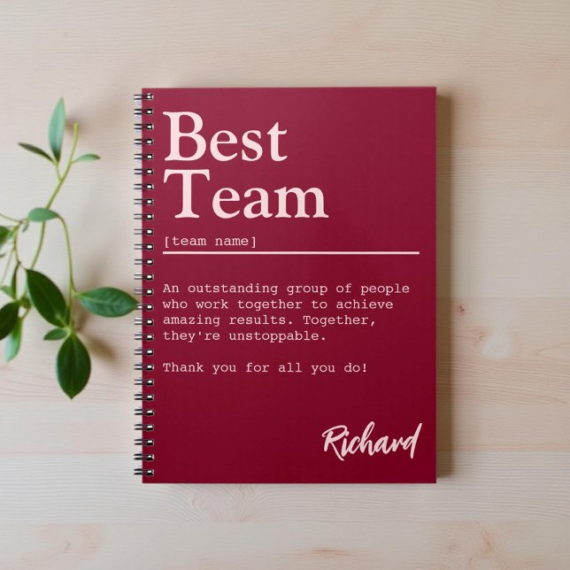 Personalized Best Team Definition Burgundy Office Notebook (Creator Uploaded)