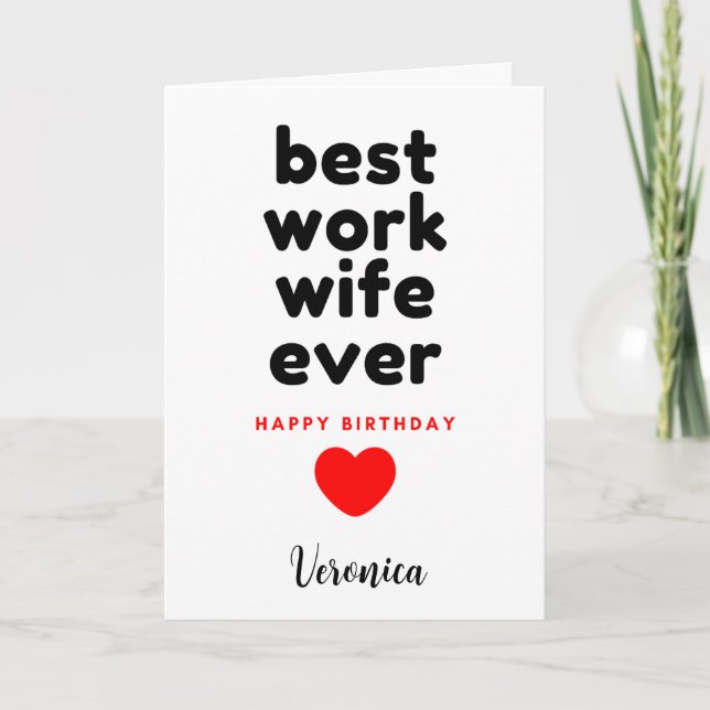 Personalized Best Work Wife Birthday Card (Front)