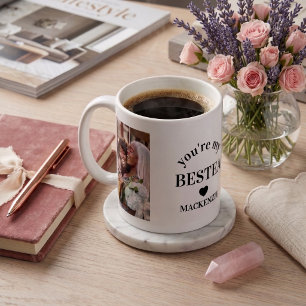 Personalized Bestea (bestie + tea) text 2 photos Coffee Mug