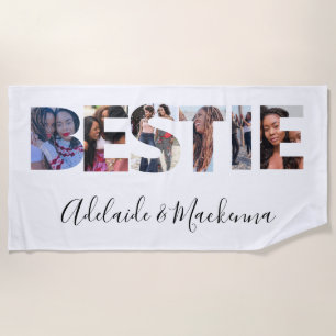 Personalized Bestie BFF Best Friends Photo Collage Beach Towel