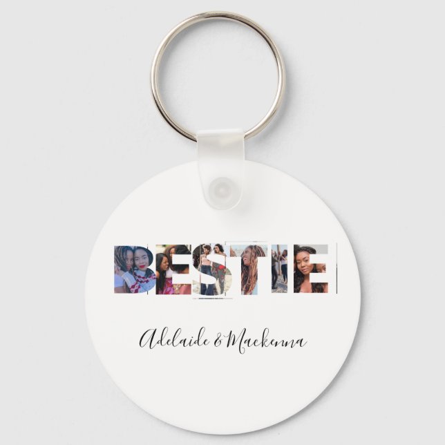 Personalized Bestie BFF Best Friends Photo Collage Keychain (Front)