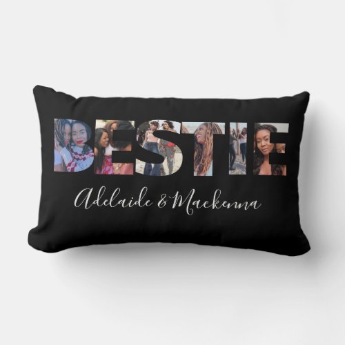 Personalized Bestie BFF Best Friends Photo Collage Lumbar Pillow