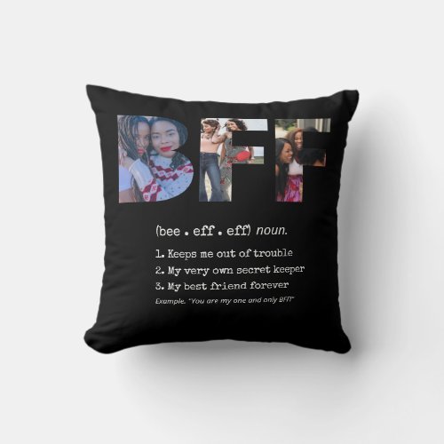 Personalized Bestie BFF Best Friends Photo Collage Throw Pillow