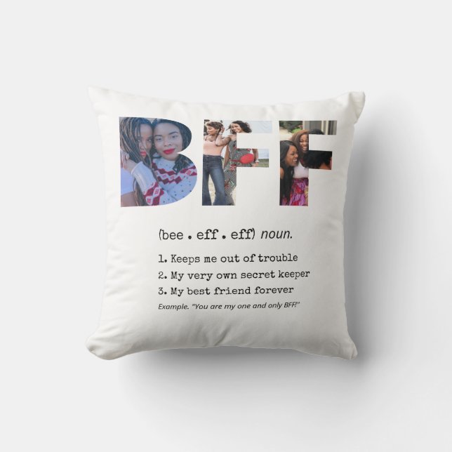 Personalized Bestie BFF Best Friends Photo Collage Throw Pillow (Front)