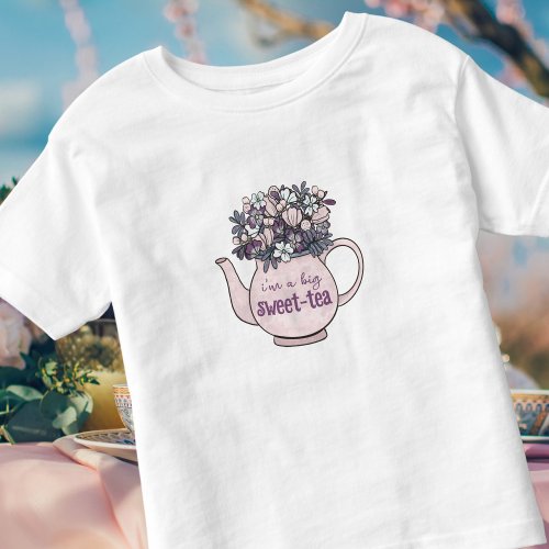 Personalized Bestie Floral Teapot Sweetie Toddler T_shirt