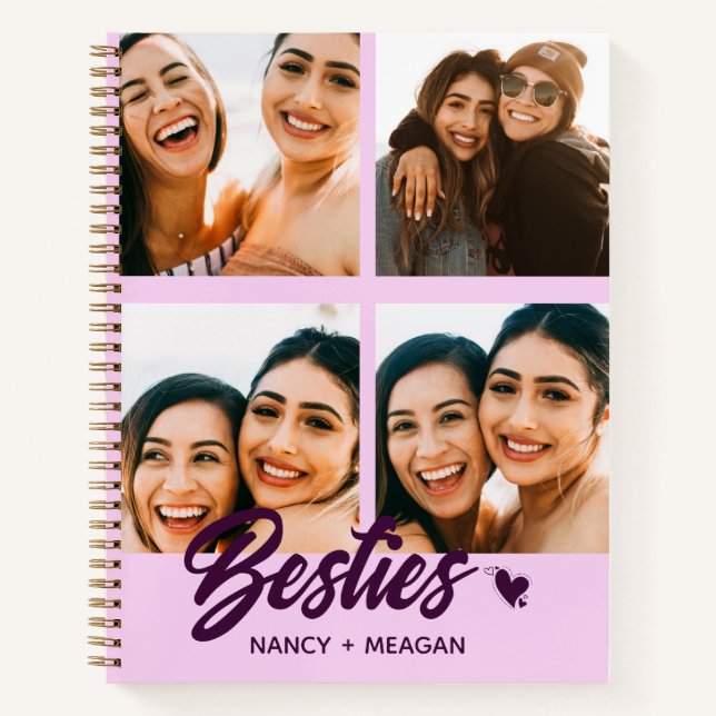 Personalized Bestie Forever Photo Collage Spiral  Notebook (Front)