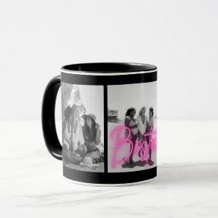 Personalized "Besties" Black & White Photo Collage Mug