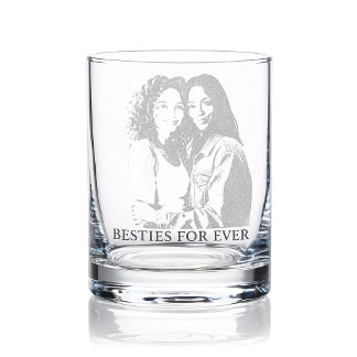 Personalized Besties Engraved Whiskey Glasses, Rocks Glass