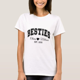 Personalized Besties Est 2026 Varsity T-Shirt