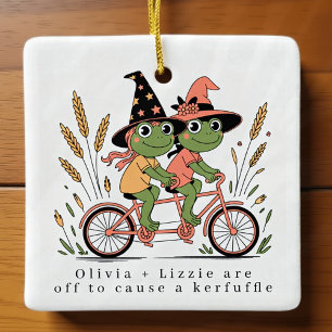 Personalized Besties Frogs Kerfuffle Ceramic Ornament
