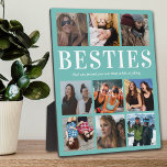Personalized Besties Gift | Best Friend Plaque<br><div class="desc">Personalized friendship photo plaque featuring a stylish teal background that can be changed to any color,  9 pictures of you and your bestie,  and a cute best friend quote.</div>