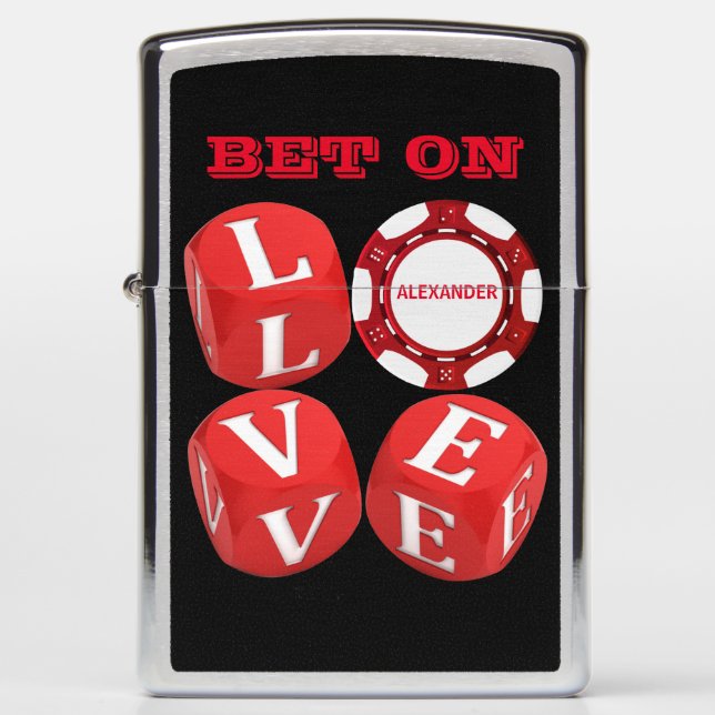 Personalized Bet On Love Dice Zippo Lighter (Front)