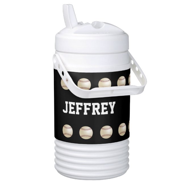 Personalized Beverage Cooler Baseball Black (Opened)