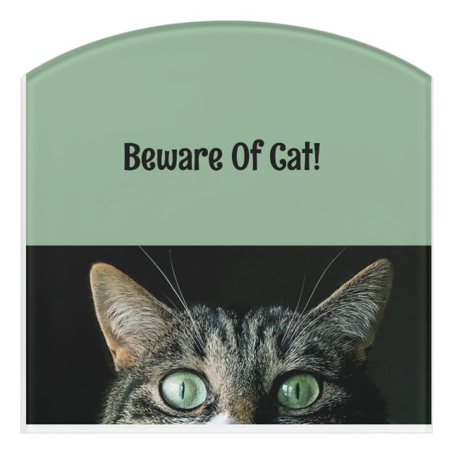 Personalized Beware Of Cat Green Sign (Contour Front)