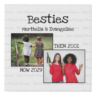 Personalized BFF 2 Photo Keepsake Best Friends Faux Canvas Print