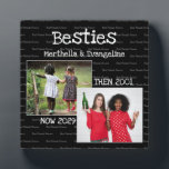 Personalized BFF 2 Photo Keepsake Best Friends Plaque<br><div class="desc">A modern black BEST FRIENDS two-photo memory plaque. The main heading reads BESTIES and the design is to celebrate the faithfulness of a friendship through the years. Upload your THEN photo, eg. from school, maybe?, and a NOW photo of a recent get-together. ALL TEXT IS CUSTOMIZABLE, so you can change...</div>