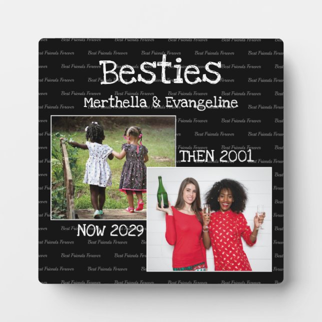 Personalized BFF 2 Photo Keepsake Best Friends Plaque (Front)