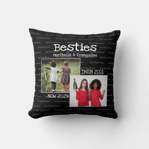 Personalized BFF 2 Photo Keepsake Best Friends Throw Pillow