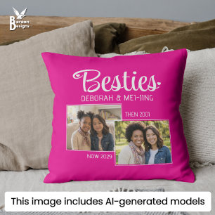 Personalized BFF 2 Photo Keepsake Best Friends Throw Pillow