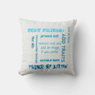 Personalized BFF best friends wordcloud chalkboard Throw Pillow