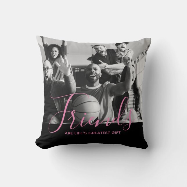 Personalized BFF Gift Friends Photo Throw Pillow (Front)